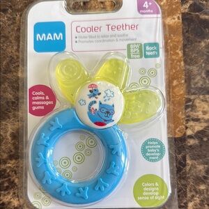 Blue and Yellow Sensory Teether with Textured Design
